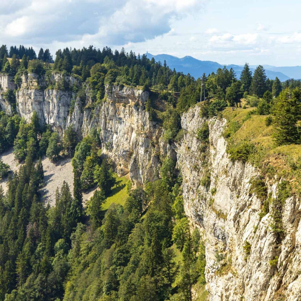 Foto mit Blick von oben auf die Wandfluh am Grencherberg