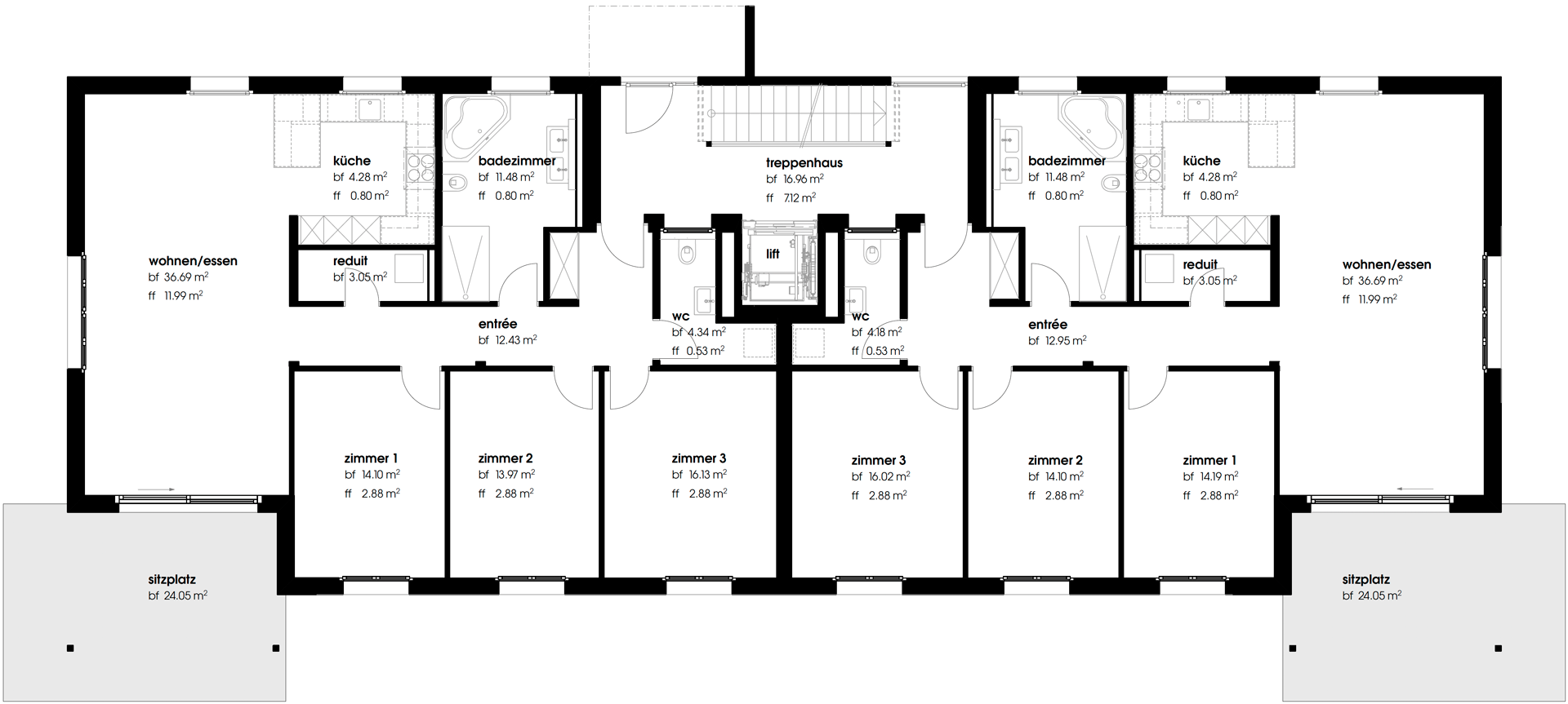 Grundrissplan Haus A+B EG