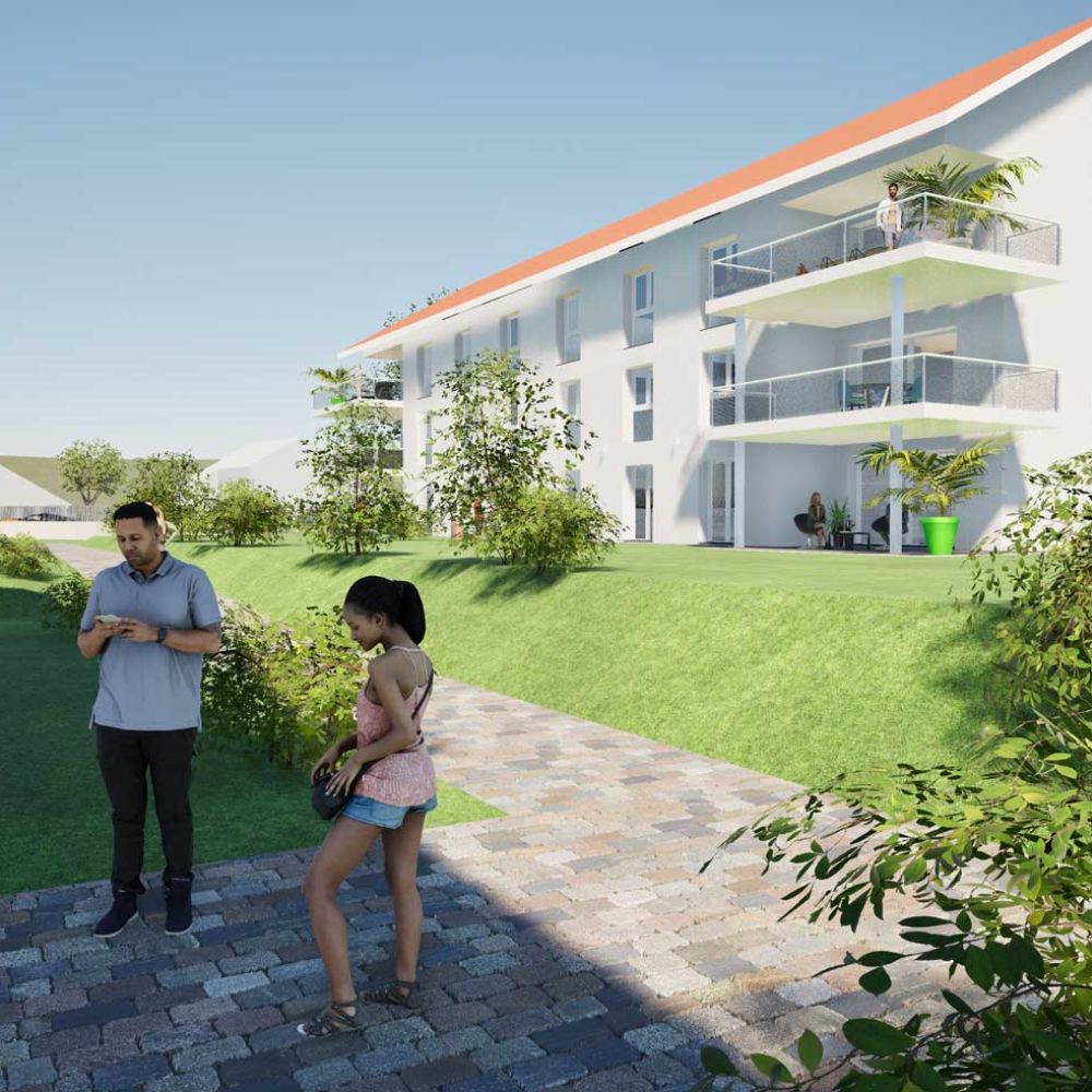 Visualisierung des Haus C mit Eingang